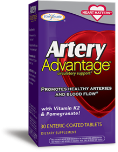 Artery Advantage (30 tabs) The ingredients in Artery Advantage: vitamin K2, fresh garlic and pomegranate, are not always found in your daily diet, and provide remarkable support for heart health..